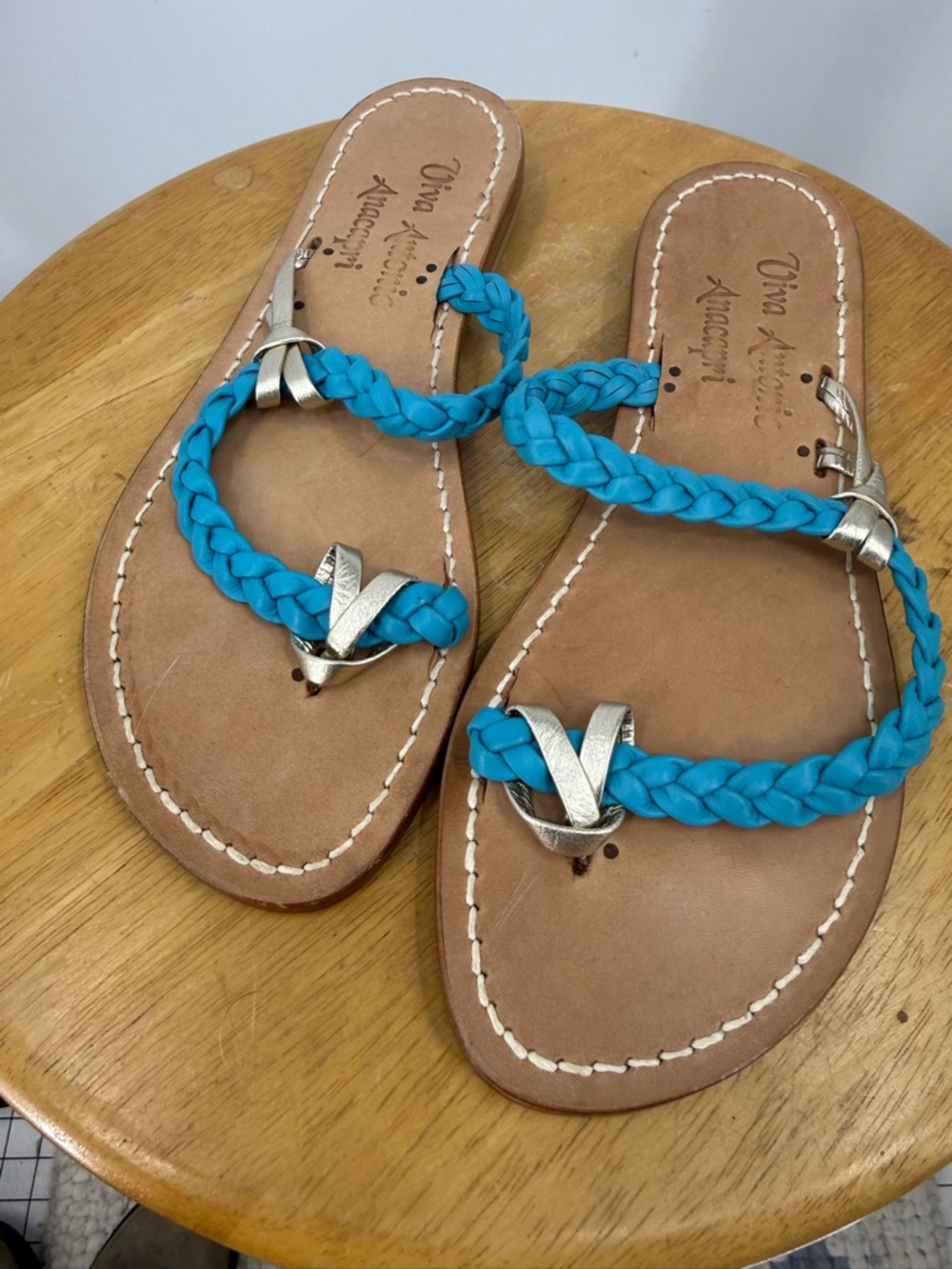 Viva Antonio Anacapri" Anacapri, Italy leather woven strap sandal 9